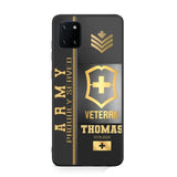 Personalized Army Proudly Served Swiss Veteran Gold Rank Camo Phonecase Printed AHVQ24295