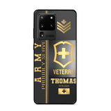 Personalized Army Proudly Served Swiss Veteran Gold Rank Camo Phonecase Printed AHVQ24295