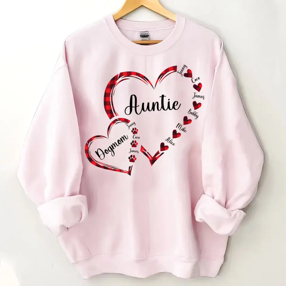 Personalized Auntie & Dog Mom Heart Custom Kid Names Dog Names Sweatshirt Printed KVH24320