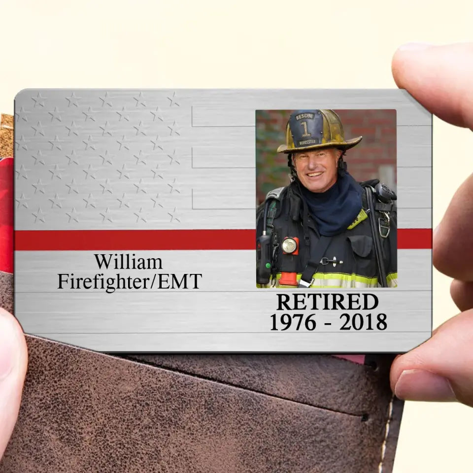 Personalized Upload Your Firefighter Photo Aluminum Wallet Card Printed QTVQ24447