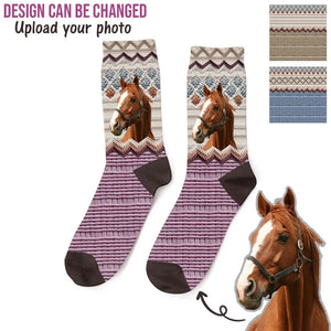 Personalized Upload Your Horse Photo Horse Lovers Gift 3D Socks Printed HN24458