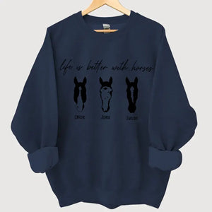 Personalized Upload Your Horse Photo Life Is Better With Horses Sweatshirt Printed HN24483