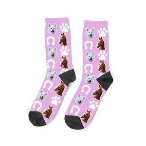 Personalized Upload Your Photo Horse & Dog Paw 3D Socks Printed HN24513