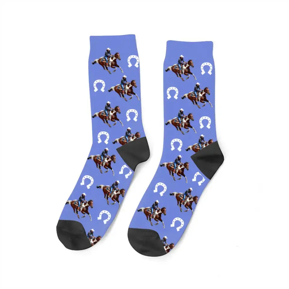 Personalized Upload Your Photo Horse Riding  3D Socks Printed HN24516