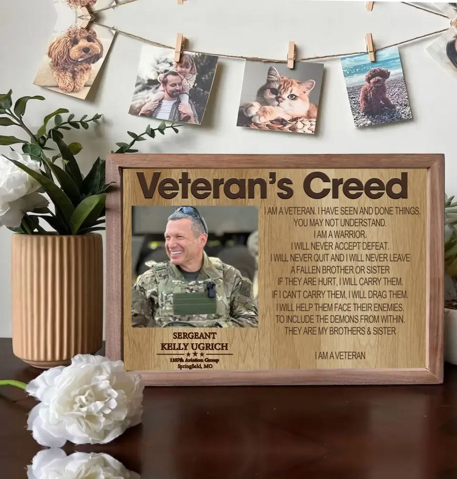 Personalized Upload Your Veteran Photo Veteran's Creed I Am A Veteran I Have Seen And Done Things Poster QTKVH24518