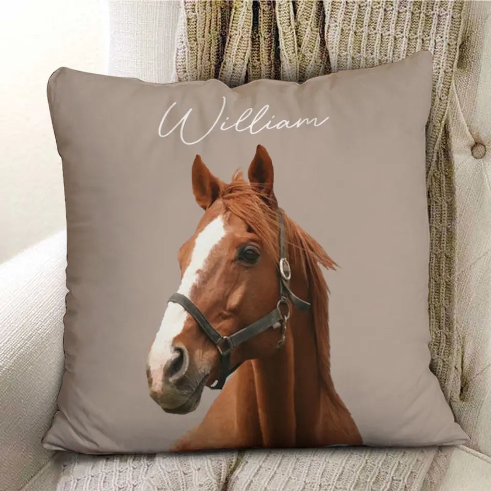 Personalized Upload Your Horse Photo Horse Lovers Gift Pillow Printed HN24527