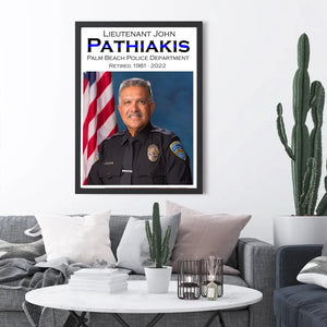 Personalized Upload Your Photo Retired Police Custom Department, Name & Time Gift For Police For Dad Wooden Frame Printed QTKVH24529