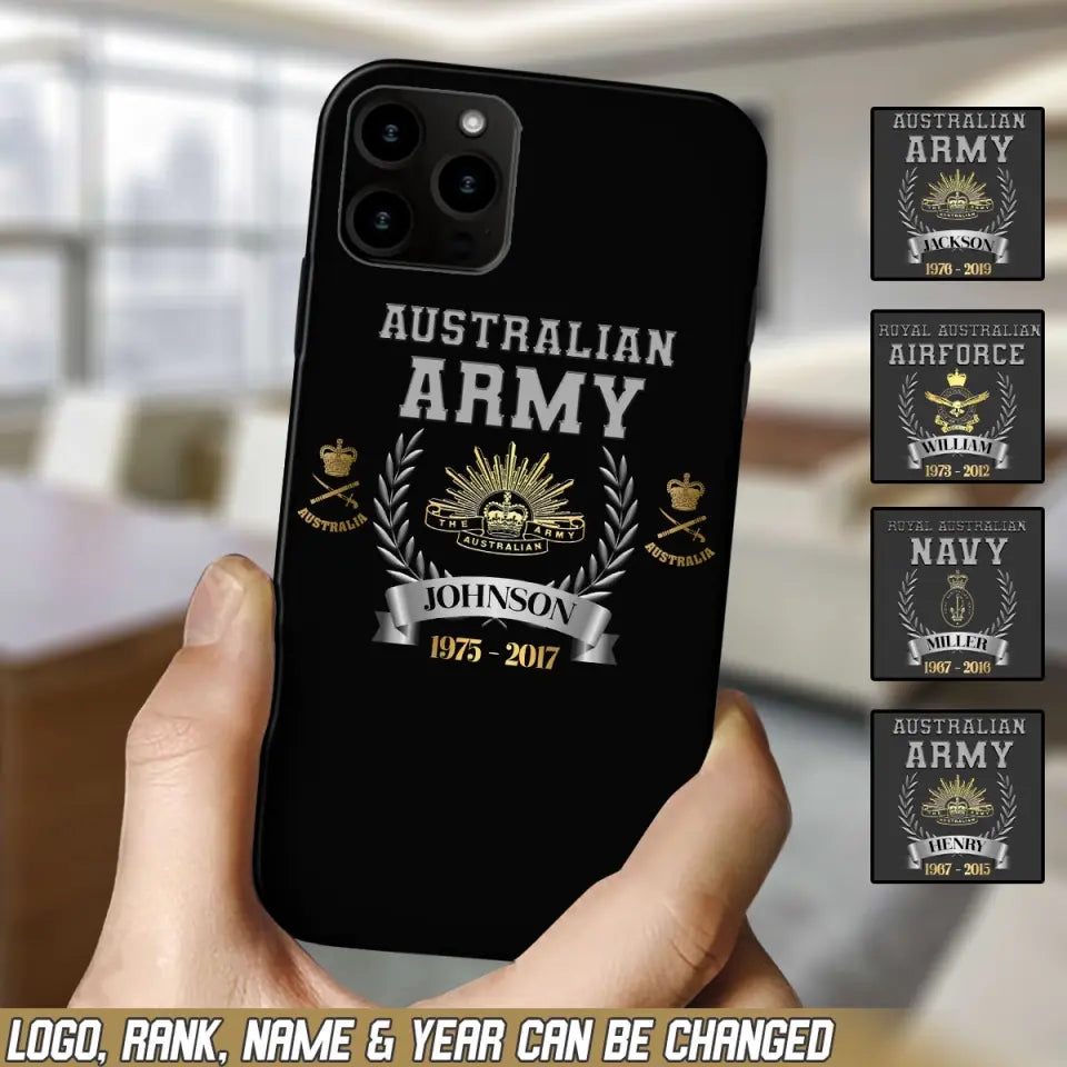 Personalized Australian Army Rank Camo Custom Name & Time Phonecase Printed AHVQ24540