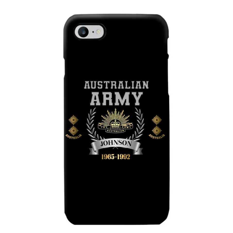 Personalized Australian Army Rank Camo Custom Name & Time Phonecase Printed AHVQ24540