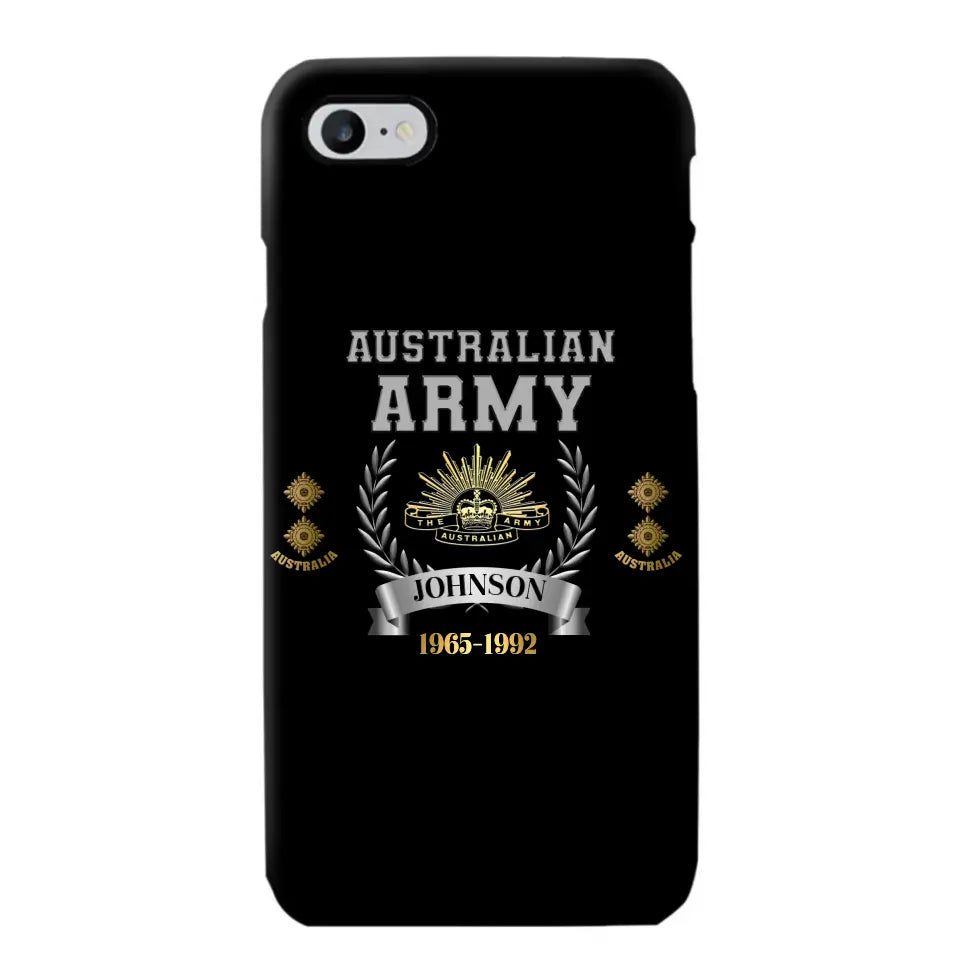 Personalized Australian Army Rank Camo Custom Name & Time Phonecase Printed AHVQ24540