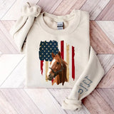 Personalized Upload Your Horse Photo US Flag Sweatshirt Printed HN24533