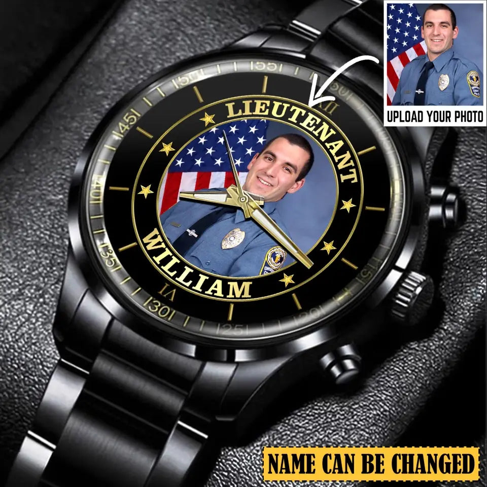 Personalized Upload Your Photo US Police Custom Rank & Name Watch Printed QTLVA24578