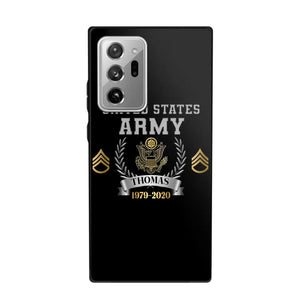 Personalized US Army Rank Camo Custom Name & Time Phonecase Printed AHVQ24540