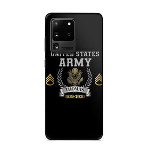 Personalized US Army Rank Camo Custom Name & Time Phonecase Printed AHVQ24540