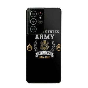 Personalized US Army Rank Camo Custom Name & Time Phonecase Printed AHVQ24540