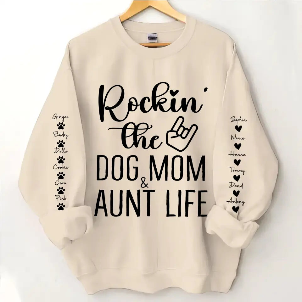 Personalized Rockin' The Dog Mom & Auntie Life Sweatshirt Printed HN24603