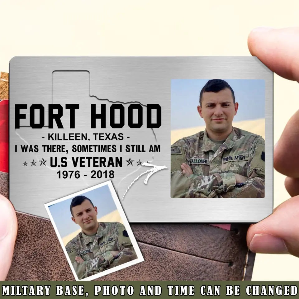 Personalized Upload Your Veteran Photo US State Custom Time & Base Aluminum Wallet Card Printed QTVQ24595