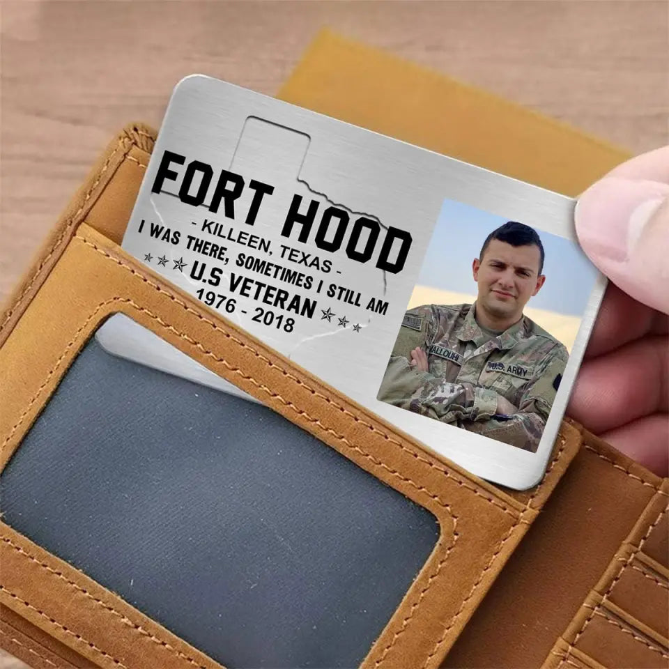 Personalized Upload Your Veteran Photo US State Custom Time & Base Aluminum Wallet Card Printed QTVQ24595