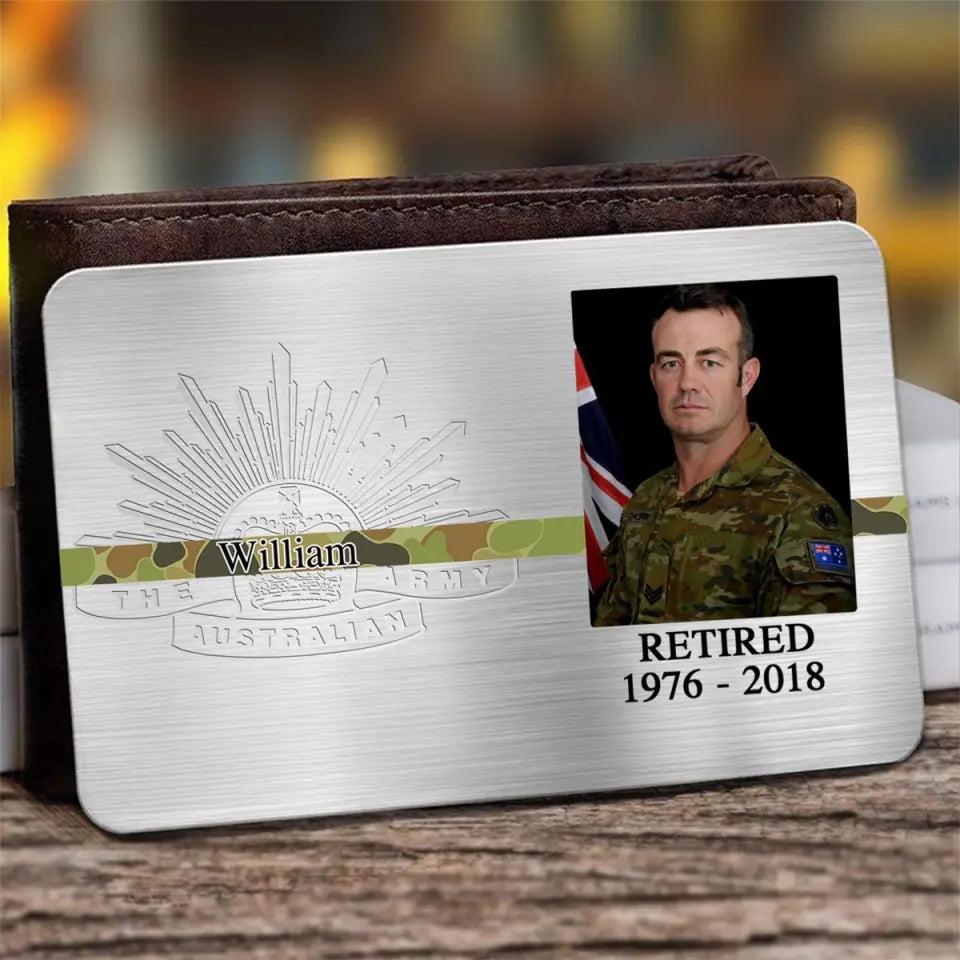 Personalized Upload Your Photo Australian Police Logo Custom Name & Time Aluminum Wallet Card Printed QTVQ24620