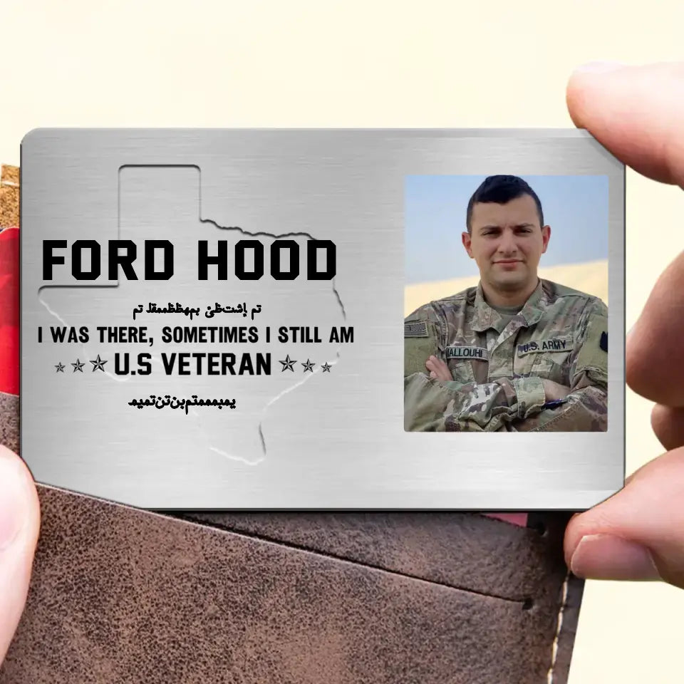 Personalized Upload Your Veteran Photo US State Custom Time & Base Aluminum Wallet Card Printed QTVQ24595