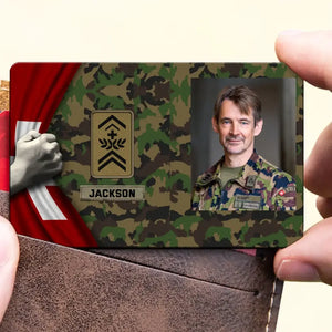 Personalized Upload Your Photo Swiss Veteran Rank Camo Custom Name Aluminum Wallet Card Printed VQ24610