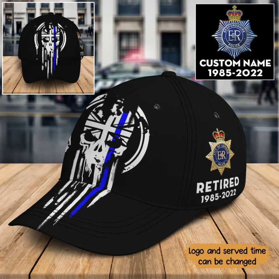 Personalized Retired UK Police Logo Custom Time Black Cap 3D Printed QTKH24614