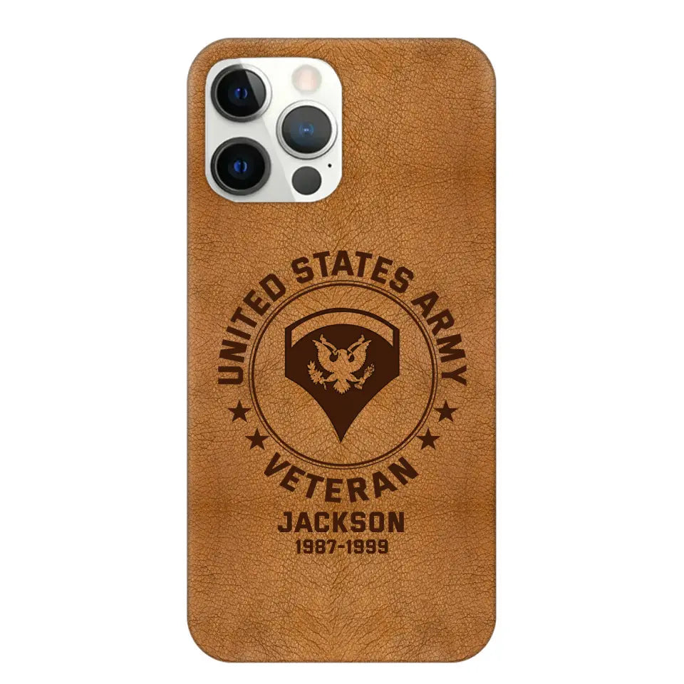 Personalized US Military Leather Texture Phone Case Printed QTPN301