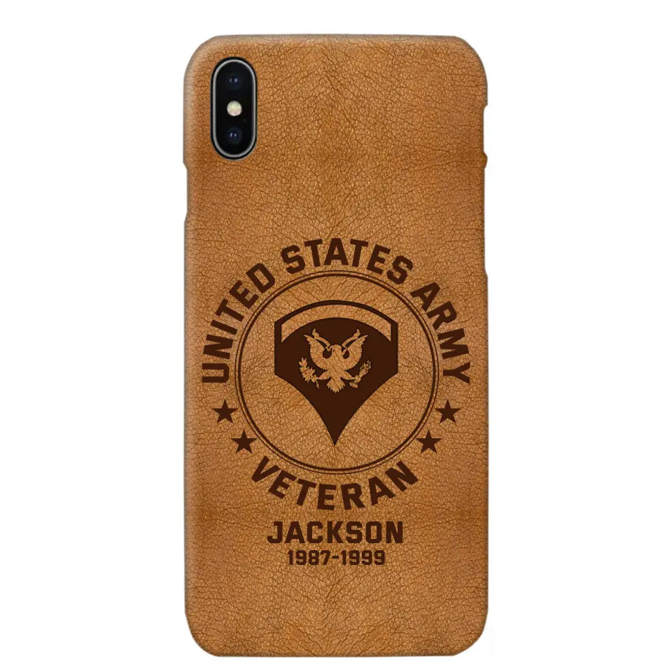 Personalized US Military Leather Texture Phone Case Printed QTPN301