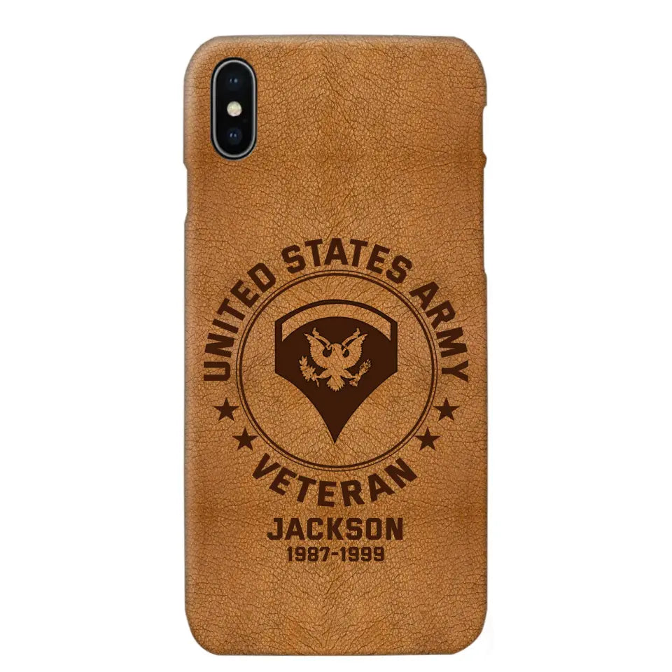 Personalized US Military Leather Texture Phone Case Printed QTPN301