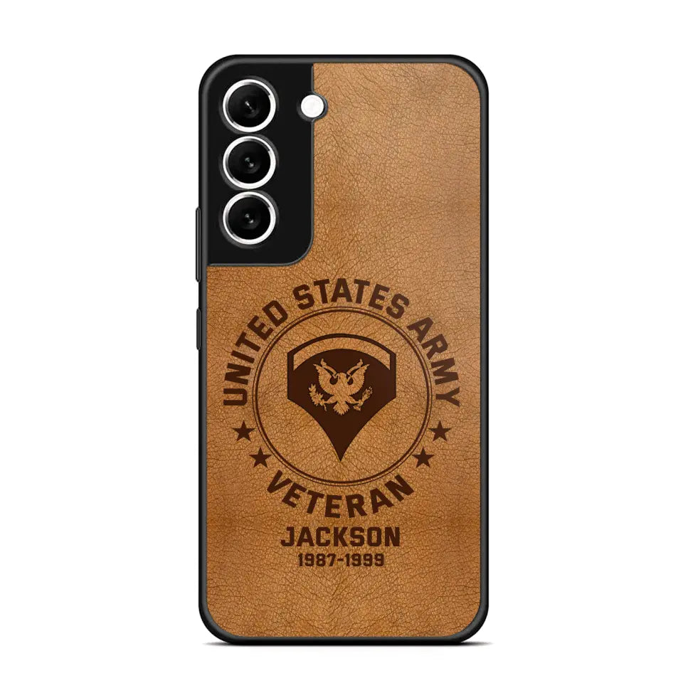 Personalized US Military Leather Texture Phone Case Printed QTPN301