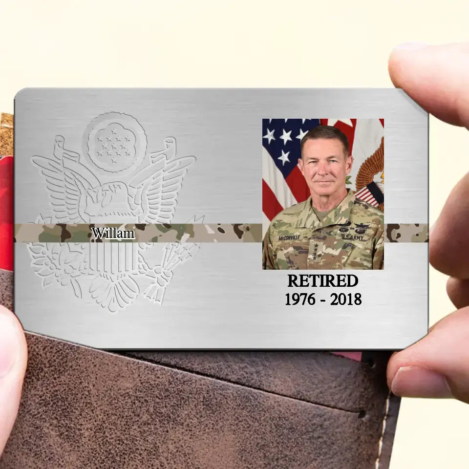 Personalized Upload Your Photo US Police Logo Custom Name & Time Aluminum Wallet Card Printed QTVQ24620