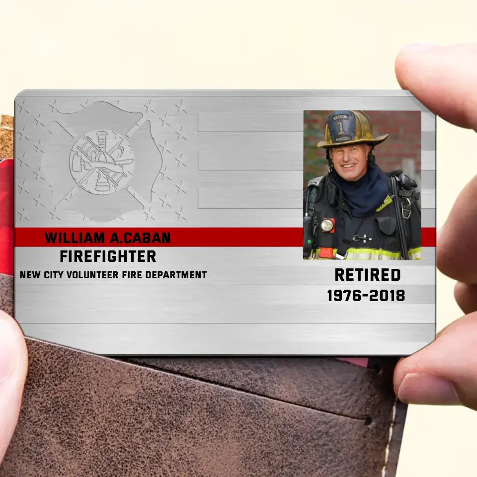 Personalized Upload Your Firefighter Photo  Custom Department & Name Aluminum Wallet Card Printed QTVQ24714