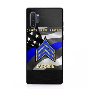 Personalized Honor Serve Protect US Police Branch Rank Camo Custom Name Phonecase Printed KVH24724