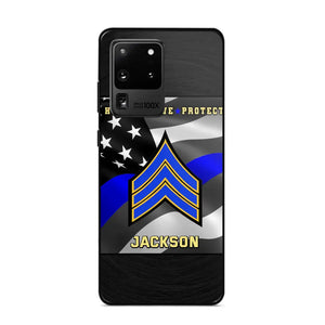 Personalized Honor Serve Protect US Police Branch Rank Camo Custom Name Phonecase Printed KVH24724