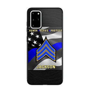 Personalized Honor Serve Protect US Police Branch Rank Camo Custom Name Phonecase Printed KVH24724