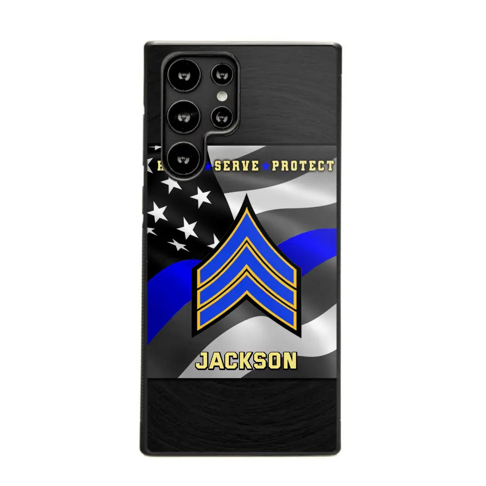 Personalized Honor Serve Protect US Police Branch Rank Camo Custom Name Phonecase Printed KVH24724