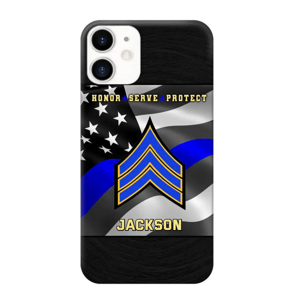 Personalized Honor Serve Protect US Police Branch Rank Camo Custom Name Phonecase Printed KVH24724