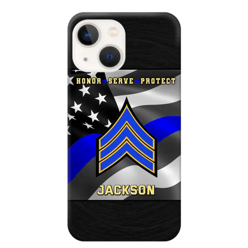 Personalized Honor Serve Protect US Police Branch Rank Camo Custom Name Phonecase Printed KVH24724