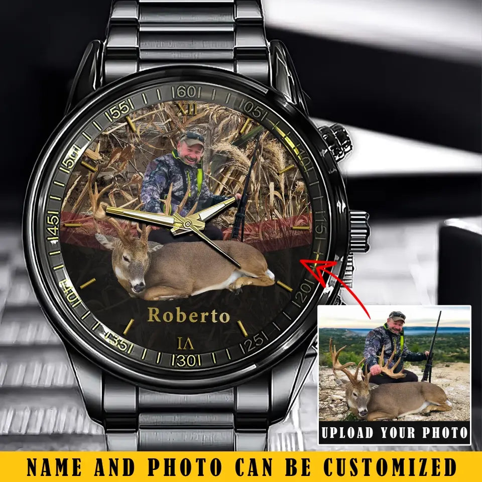 Personalized Upload Your Photo Hunting Deer Custom Name Watch Printed KVH24752