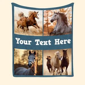 Personalized Upload Your Horse Horse Lovers Gift Fleece or Sherpa Blanket Printed HN24780