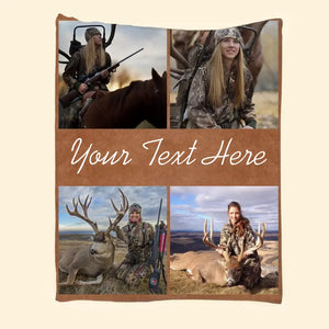 Personalized Upload Your Deer Hunting Photo Sherpa or Fleece Blanket Printed HN24819