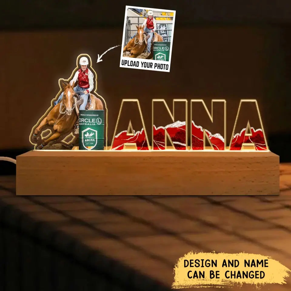 Personalized Upload Your Photo Horse Riding Custom Name LED Lamp Night Light Printed VA24829