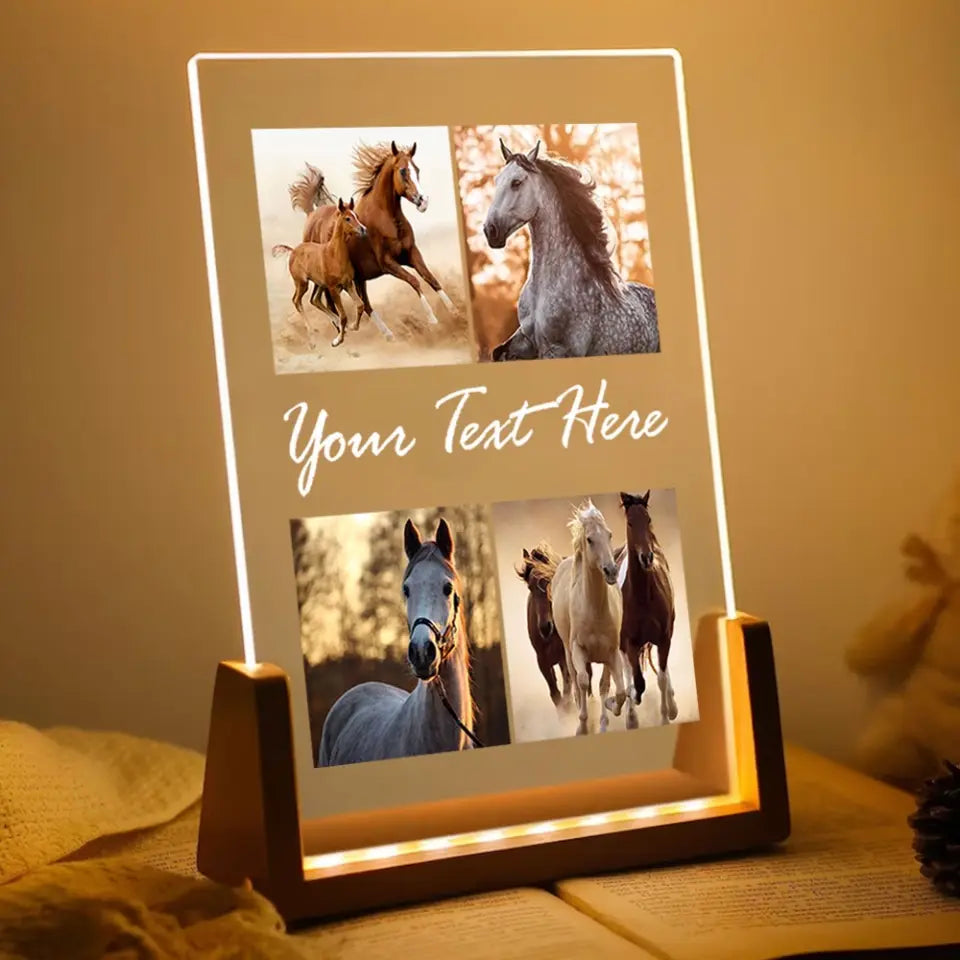 Personalized Upload Your Horse Photo Horse Lovers Gift LED Lamp Printed HN24831