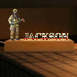 Personalized Upload Your Firefighter Photo & Custom Name LED Lamp Night Light Printed VQ24851