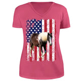 Personalized Upload Your Horse Photo US Flag V-neck T-shirt Printed HN24891