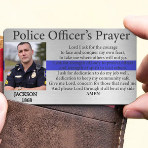 Personalized Upload Your Photo Police Officer's Prayer Custom Name & ID Aluminum Wallet Card Printed QTKH24938