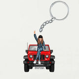 Personalized Jeep Girl Custom Name Acrylic Keychain Printed VQ24940