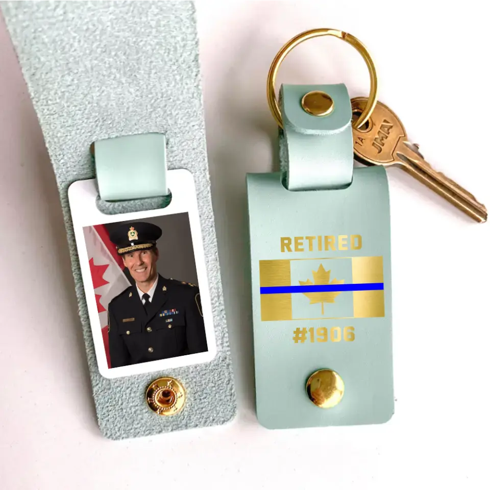 Personalized Upload Your Canadian Police Photo Retired Canadian Police Custom ID Leather Keychain Printed KVH24950