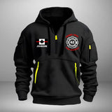 Personalized Canada Firefighter Flag Custom Name & Department Quarter Zip Hoodie 2D Printed HN24958