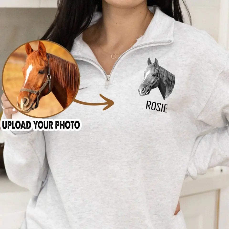 Personalized Upload Your Horse Photo Horse Lovers Gift Stand Collar Zipper Sweatshirt 3D Printed HN24990